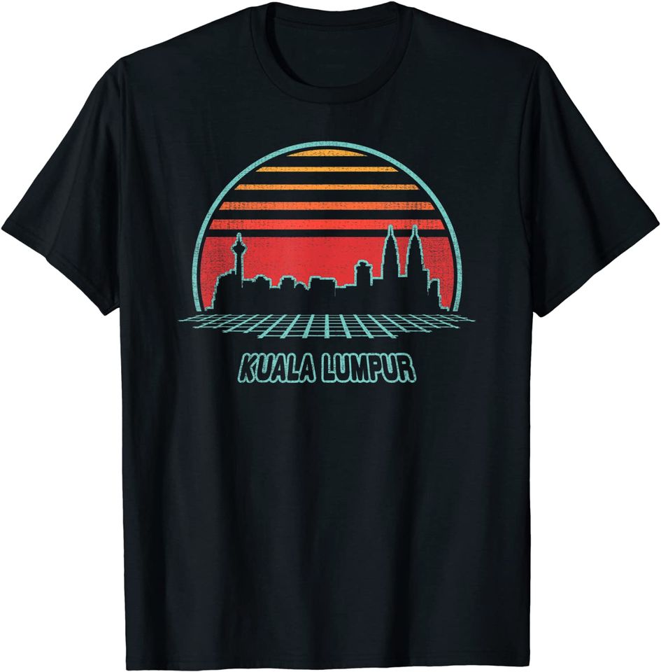 Kuala Lumpur Retro City Skyline 80s Style T Shirt