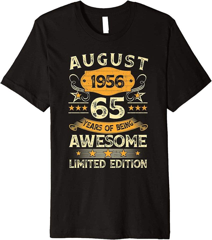 Vintage August 1956 65th Birthday T Shirt
