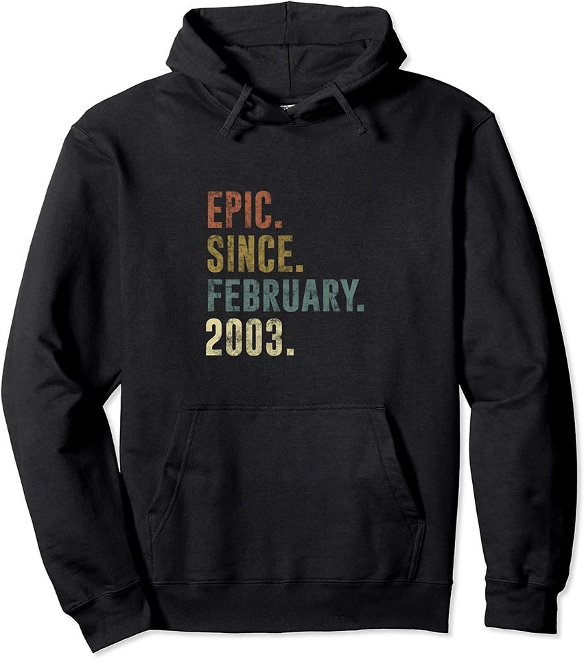 18th Retro Birthday Vintage Epic Since February 2003 Pullover Hoodie