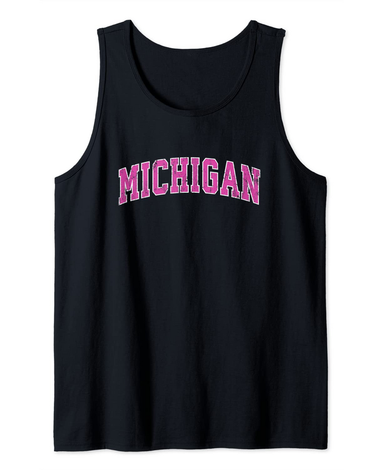 Michigan Vintage Sports Design Pink Tank Top