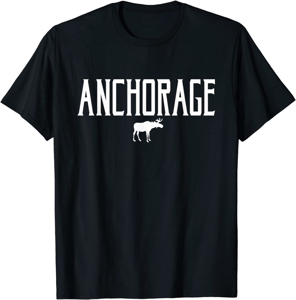 Anchorage Alaska Moose Vintage Text White T Shirt