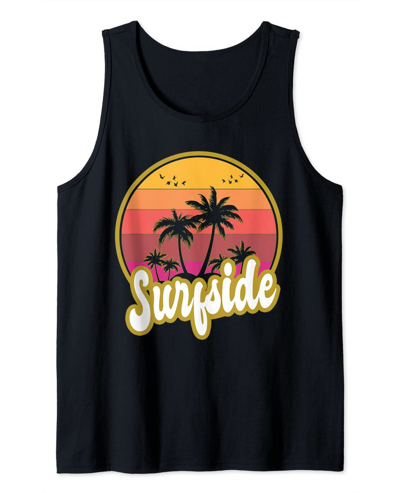 Surfside Florida beach retro sunset Tank Top