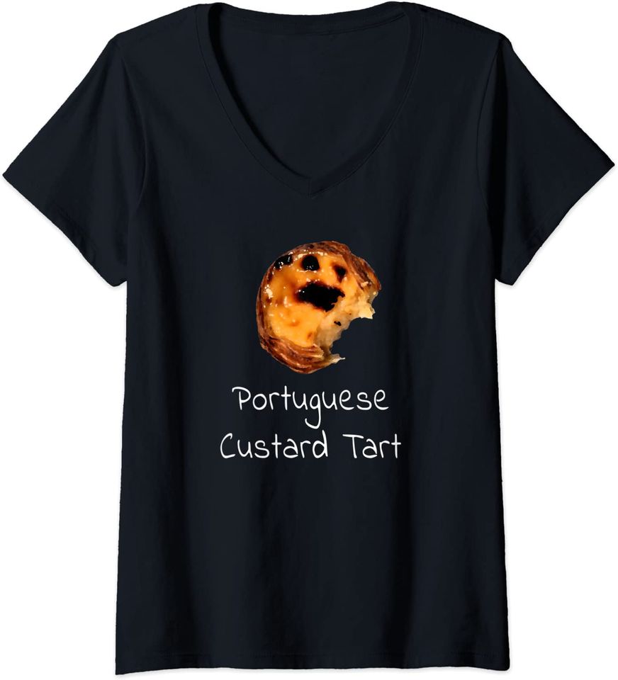 Portuguese Custard Tart Pastel de Nata Design V-Neck T-Shirt