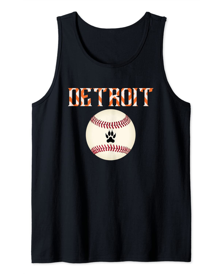 Detroit Baseball Dress Tiger Scratch And Giant Ball Tank Top