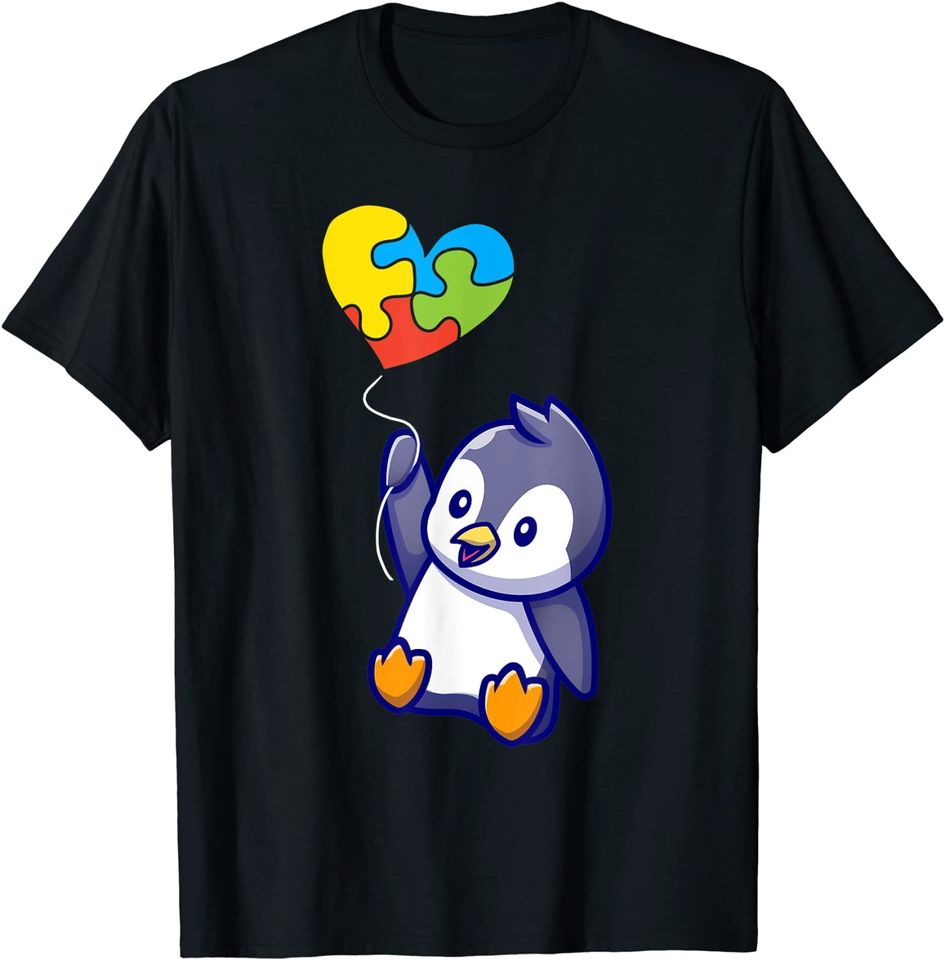 Penguin Autism Awareness Day Puzzle Piece T-Shirt
