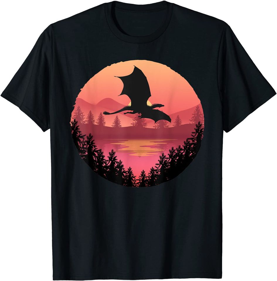 Flying Dragon - Water Sunset Fantasy / Sci-Fi Art T-Shirt