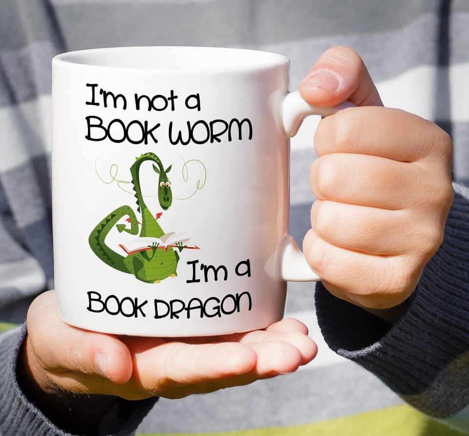 I'm Not a Book Worm I'm a Book Dragon Ceramic Coffee Mugs