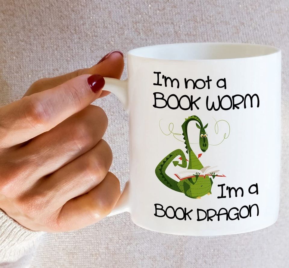I'm Not a Book Worm I'm a Book Dragon Ceramic Coffee Mugs