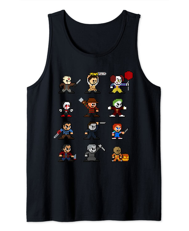 Pixel Halloween Scary Horror Movies Christmas Tank Top