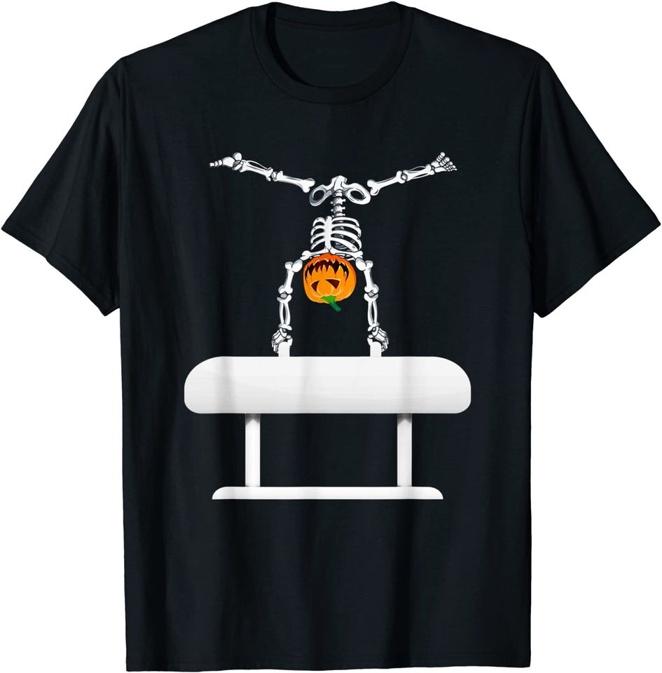 Skeleton Gymnastics Halloween Pumpkin Pommeo Horse TT Shirt