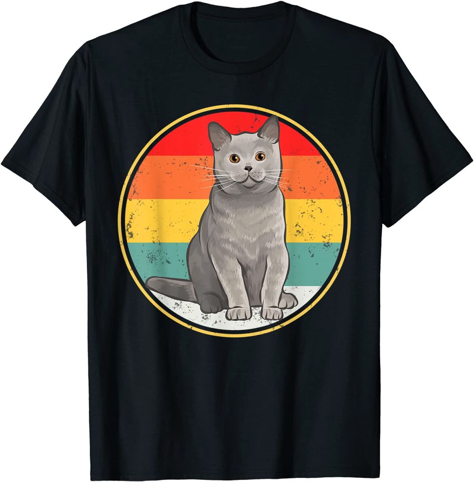 Vintage Sunset British Shorthair Cat T Shirt