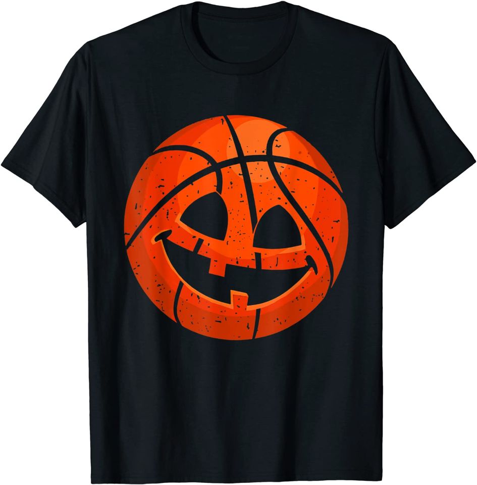 Basketball Pumpkin Face Halloween Jack-O-Lantern T-Shirt