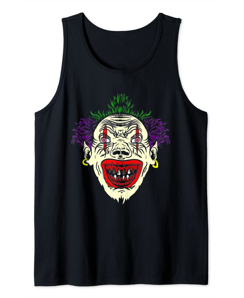 Scary Ugly Clown with Earrings Tank Top