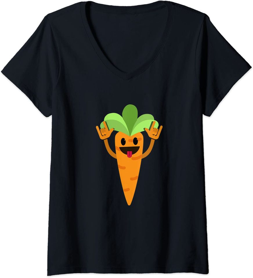 Dancing Carrot Root Vegetable V-Neck T-Shirt