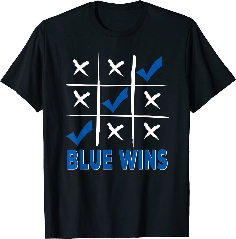 Blue Wins Tic Tac Toe T Shirt