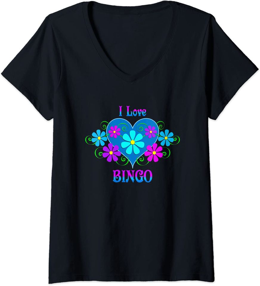 I Love Bingo V Neck T Shirt
