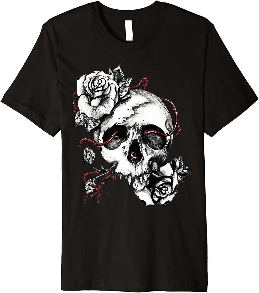 Skull And Roses Premium T Shirt