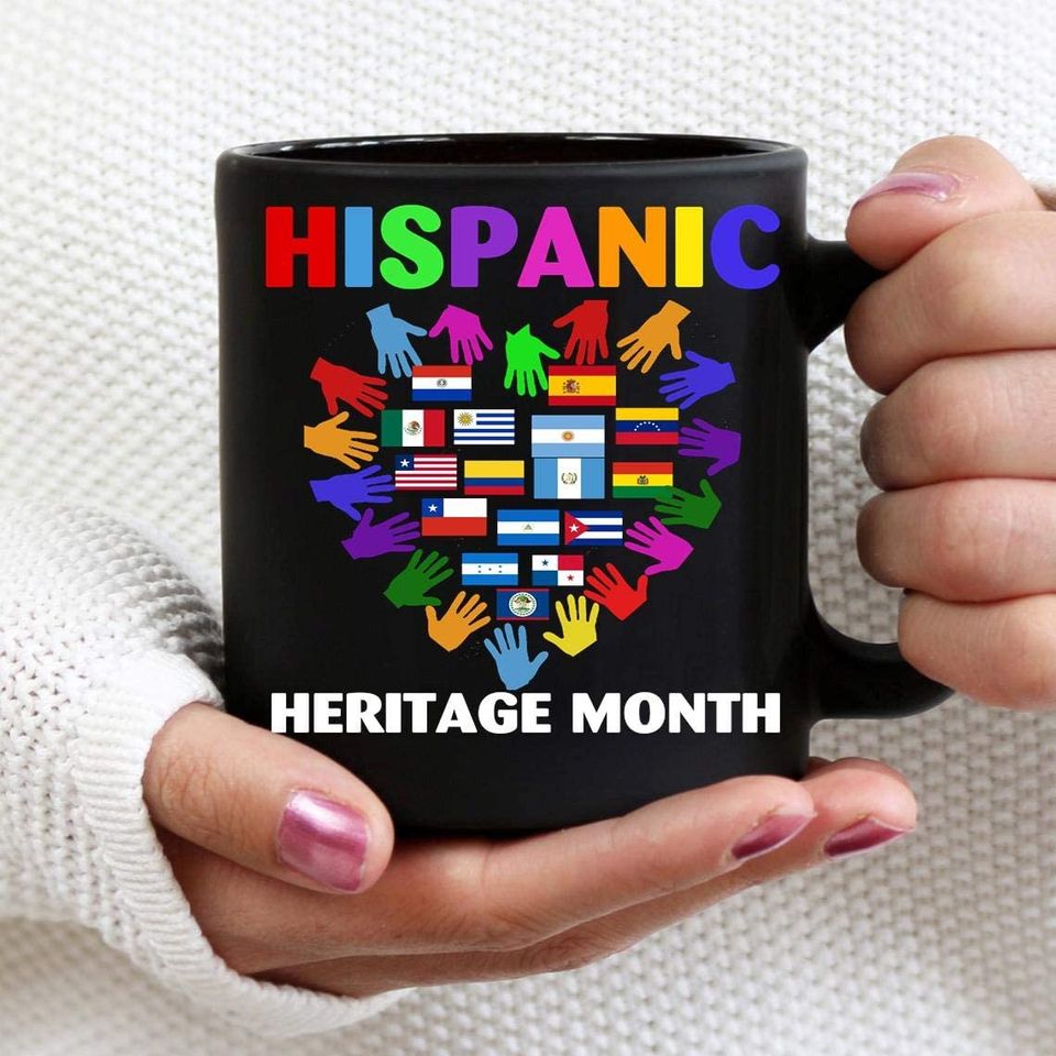 Hispanic Heritage Month All Countries Heart Hands Ceramic Coffee Mug