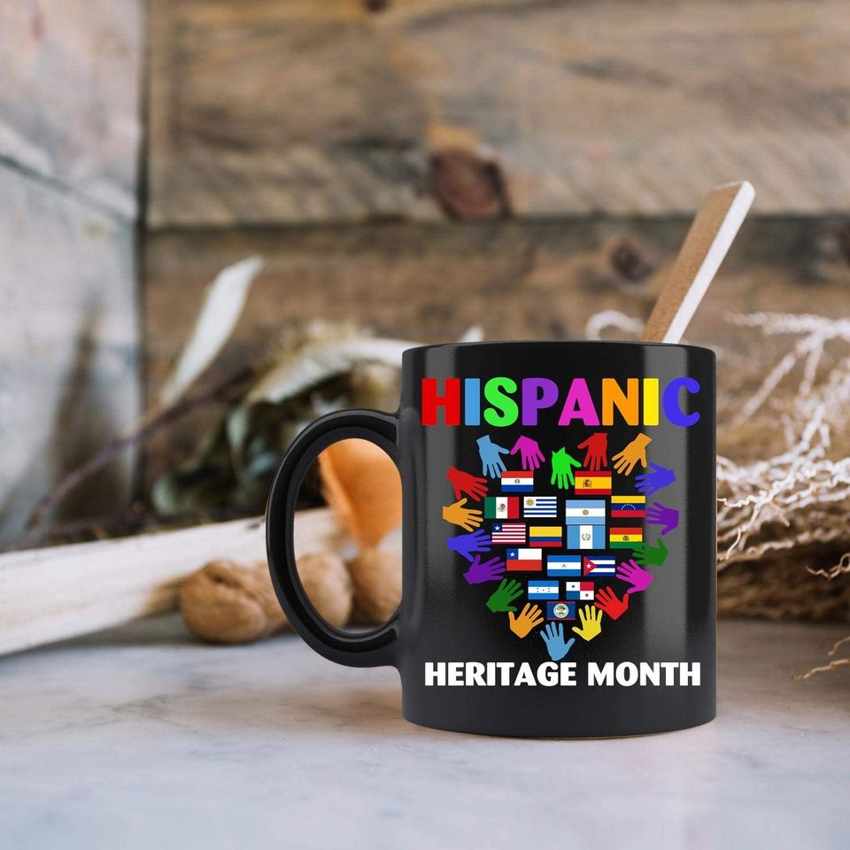 Hispanic Heritage Month All Countries Heart Hands Ceramic Coffee Mug