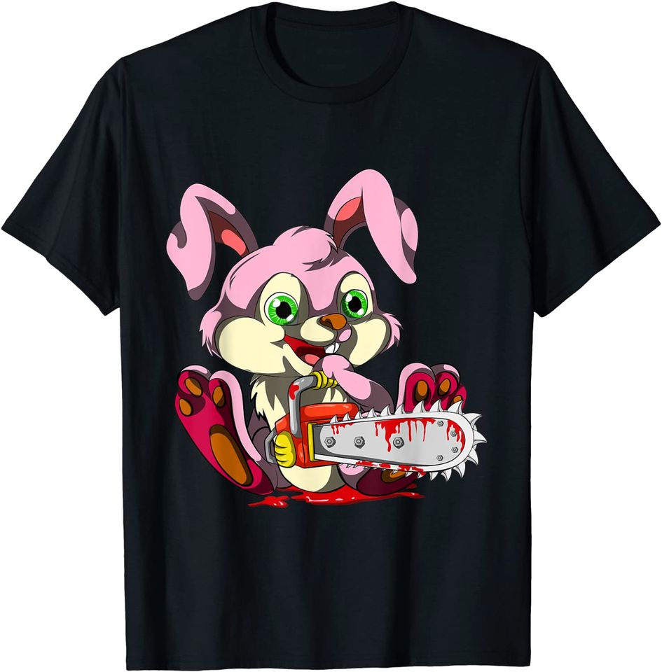 Bloody Chainsaw Bunny Halloween Horror Rabbit T Shirt