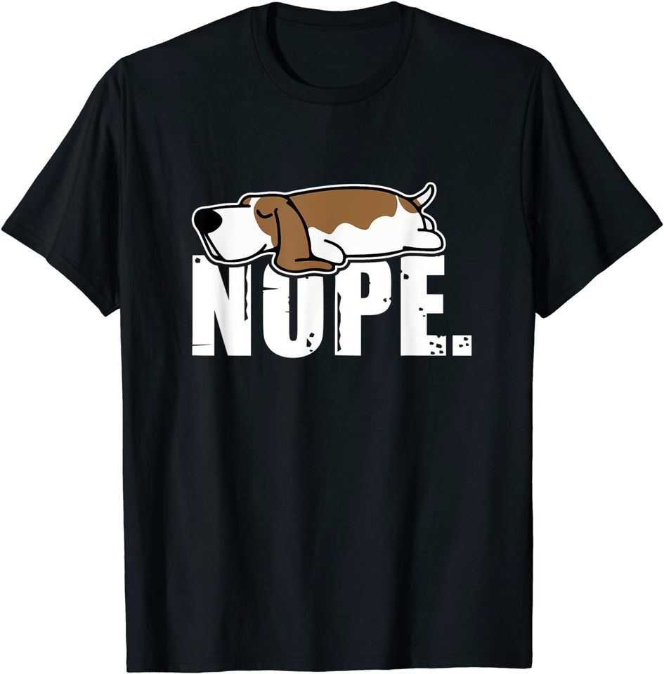Nope Lazy Basset Hound Dog Sleeping T Shirt