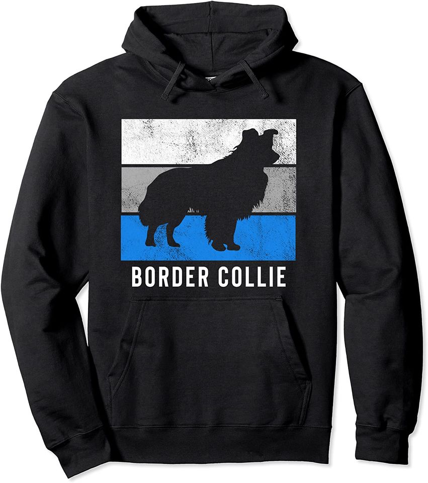 Border Collie Retro Pullover Hoodie
