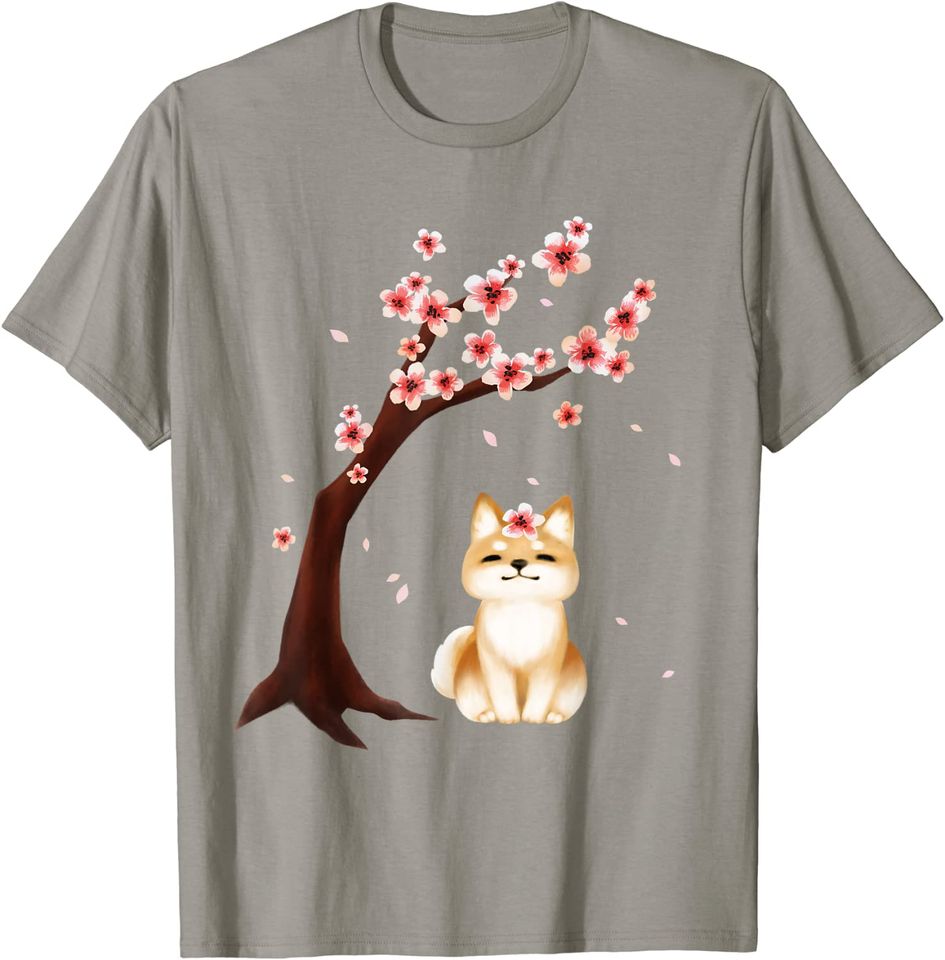 Shiba Inu Dog Japanese Cherry Blossom Sakura Flower T Shirt