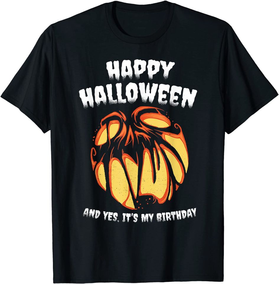 Spooky Pumpkin Face Halloween for Birthday Celebrants T-Shirt
