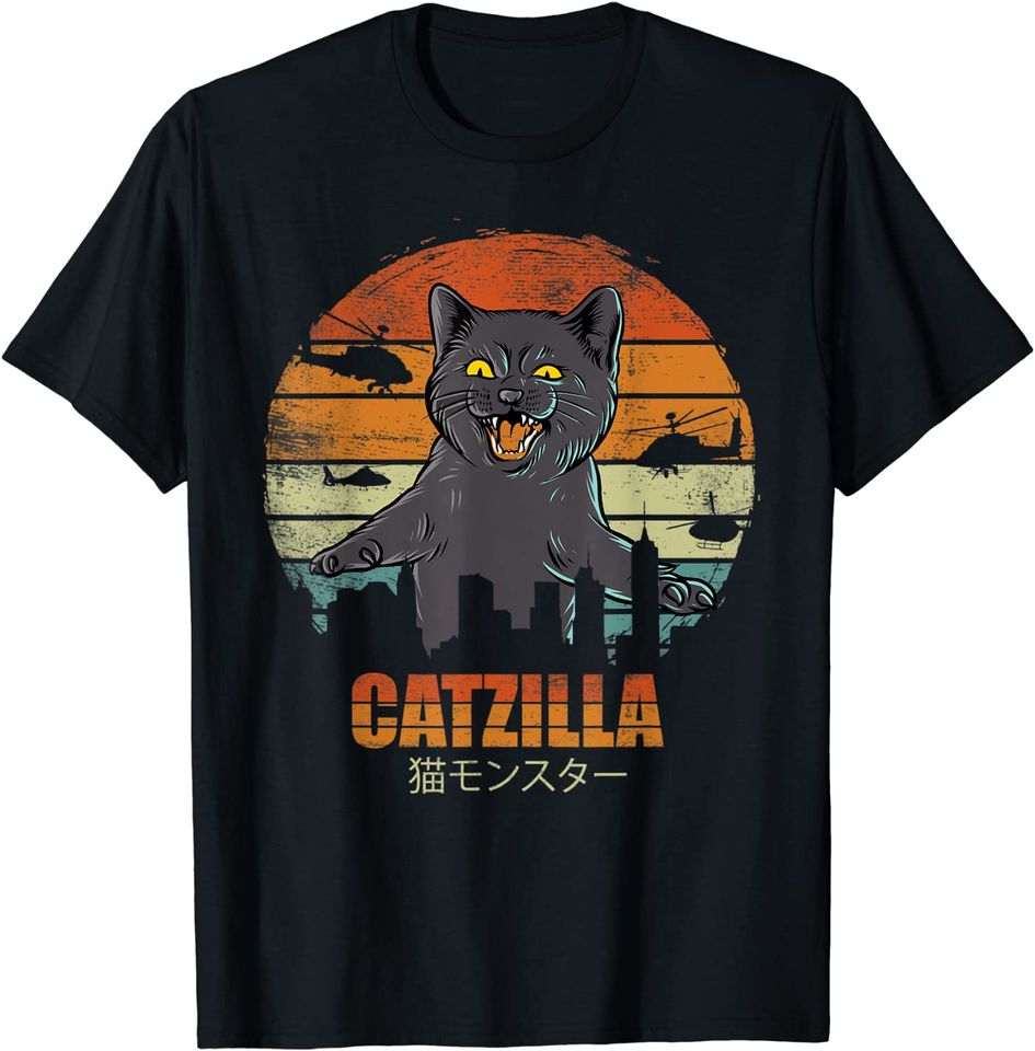Catzilla Cat Lover Kittens Retro Style T-Shirt