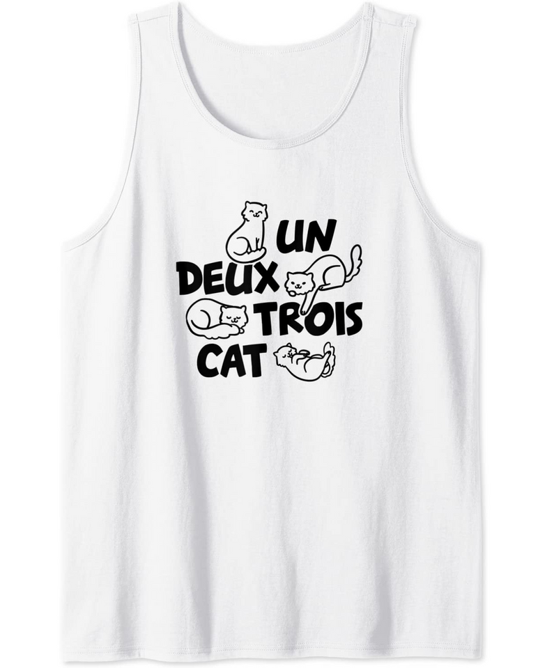 Cat Vintage Kitten French Un Deux Trois Cat Tank Top
