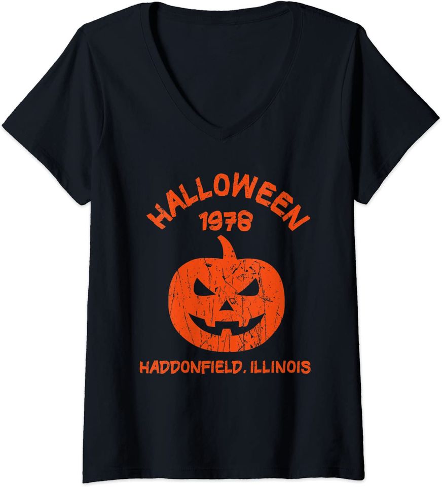 Visit Haddonfield Halloween 1978 Holiday Spooky Myers Pumpkin Haddonfield T-Shirt