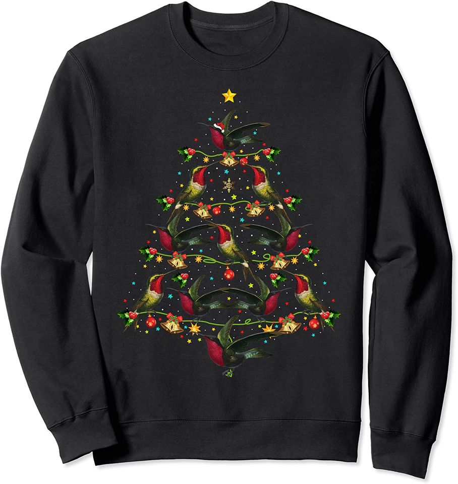 Hummingbird Lover Hummingbird Christmas Tree Sweatshirt