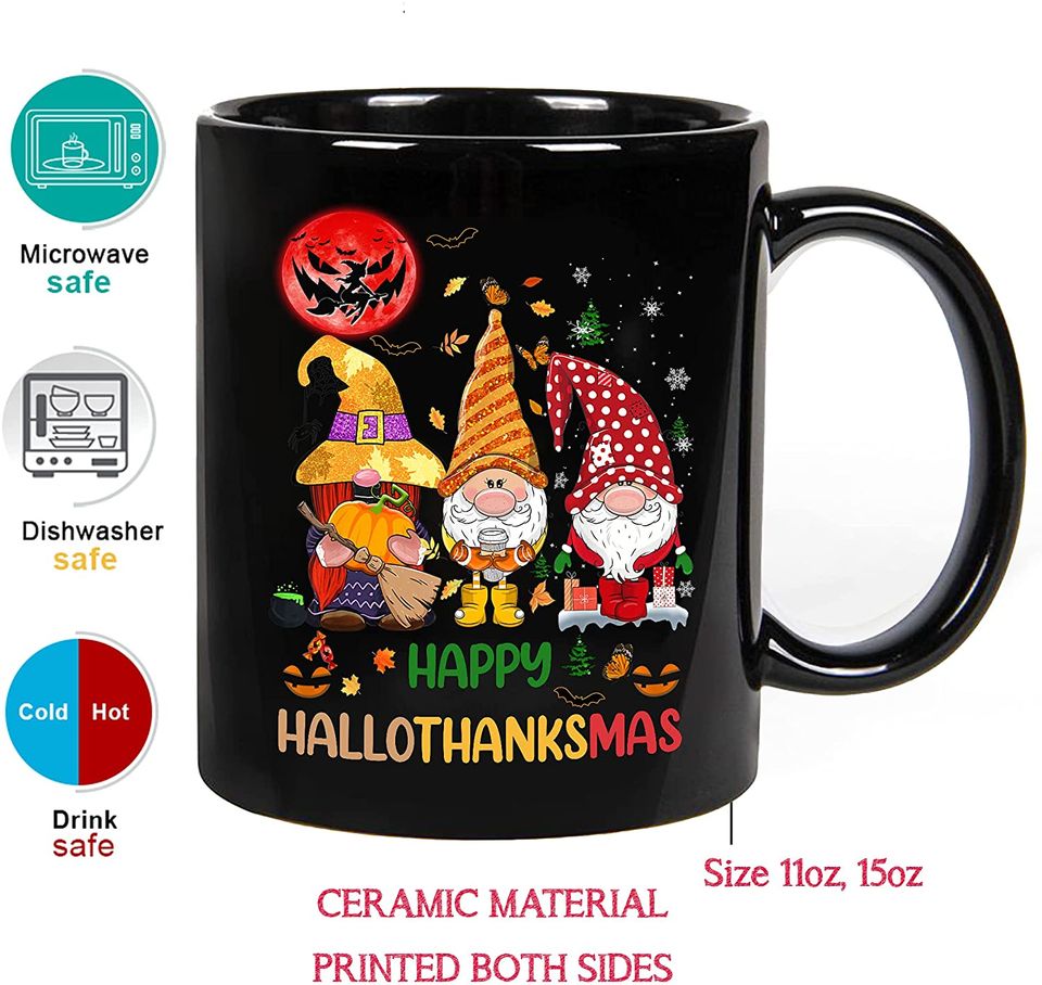 Gnomes Happy Hallothanksmas Mug