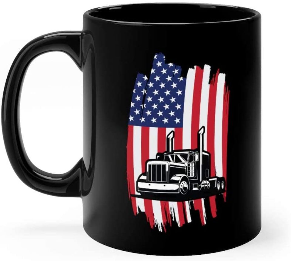 Truck Driver American Flag Mug