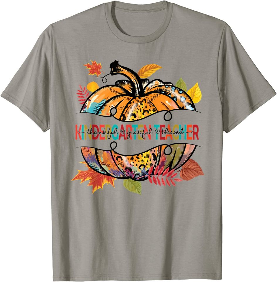Fall Thankful Kindergarten Teacher Costume Gratitude Pumpkin T-Shirt