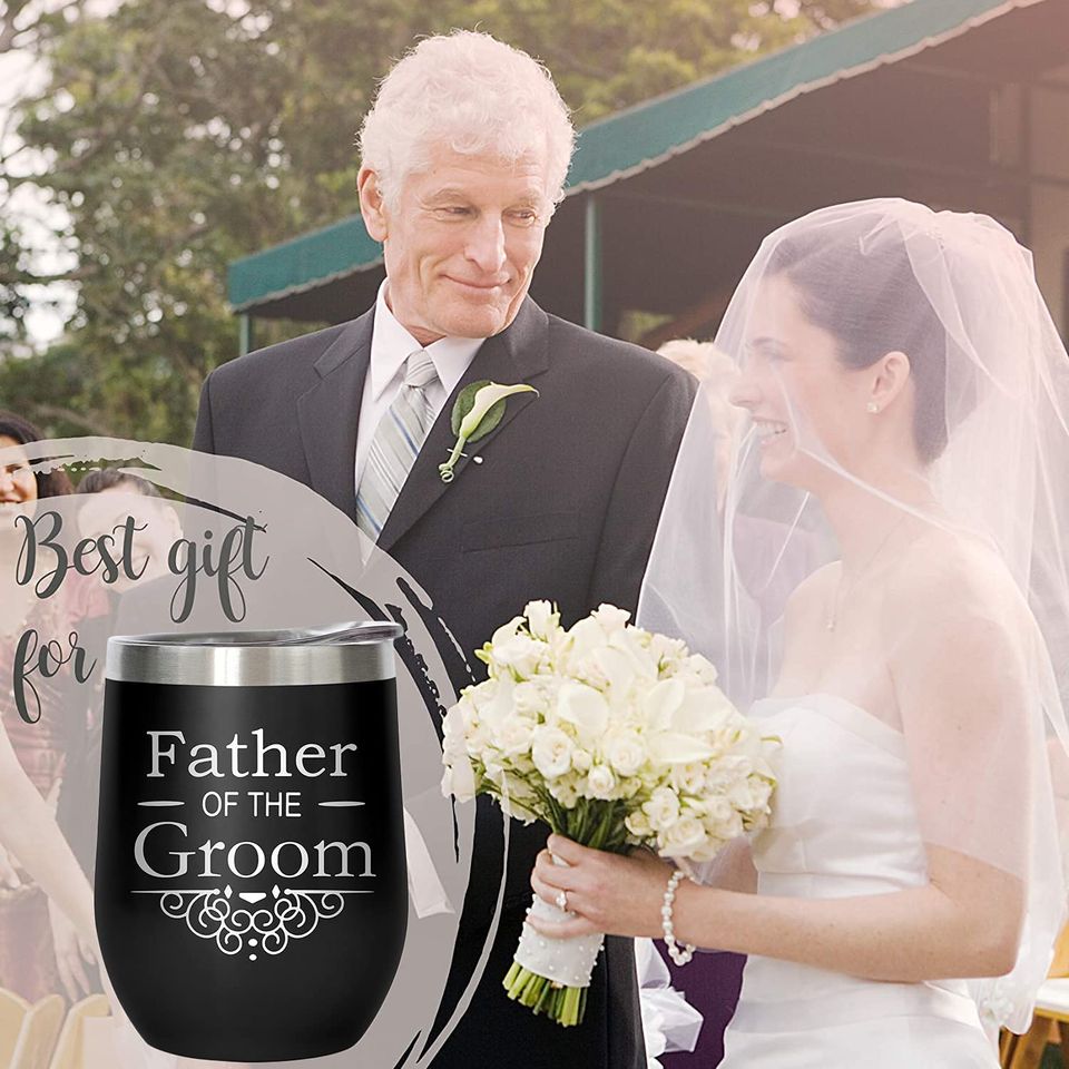 Father of the Groom Wine Tumbler Gifts from Groom Bride Son Daughter