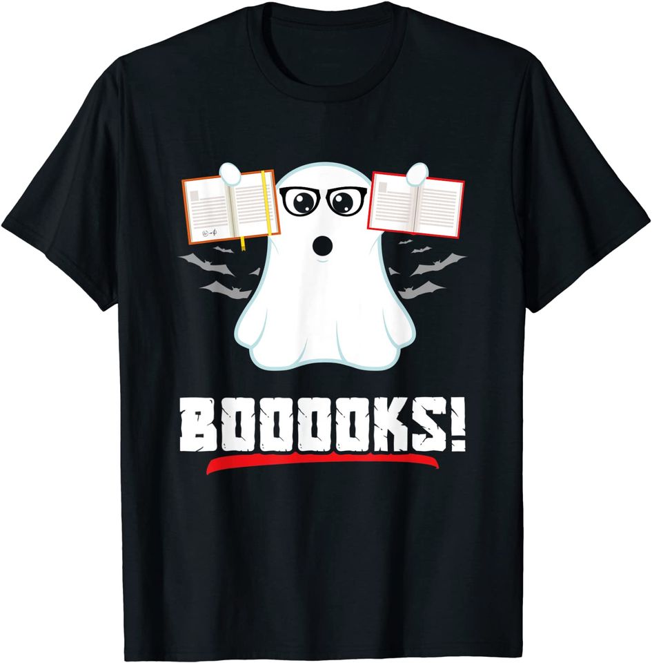 Booooks Boo Ghost Reading Book Library Halloween T-Shirt