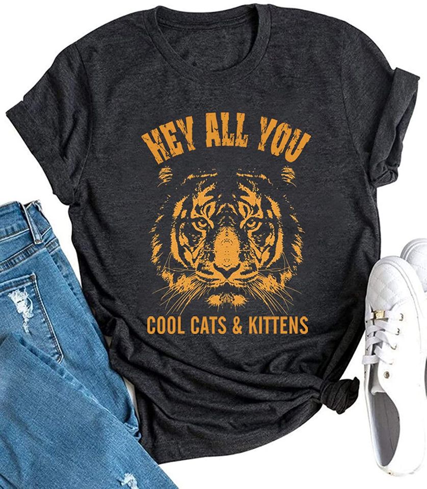 Vintage Tiger T Shirt for Women Funny Graphic Tee