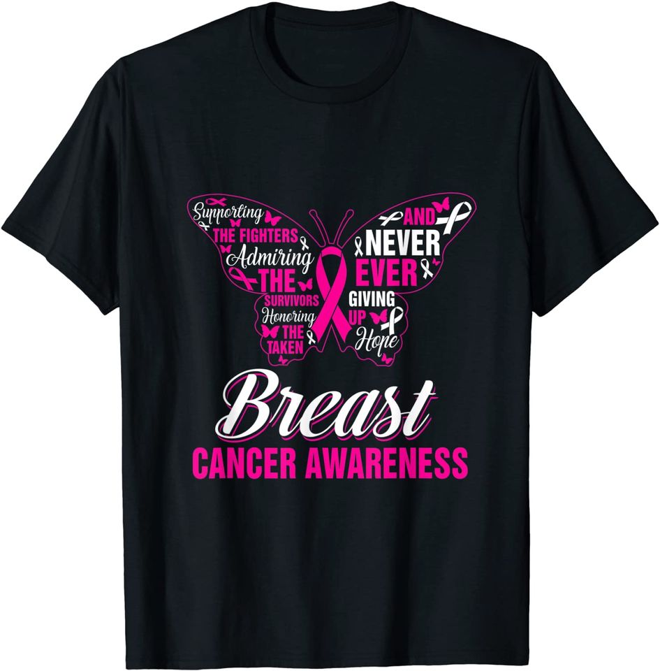 Breast Cancer Awareness Butterfly Pink Ribbon Hope T-Shirt
