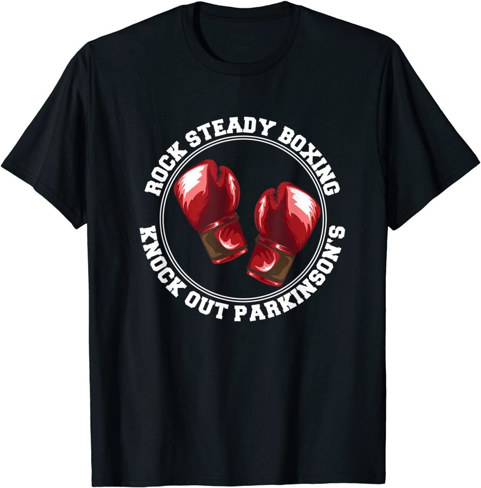 Rock Steady Boxing Knock Out Parkinsons Fighter Red Gloves T-Shirt