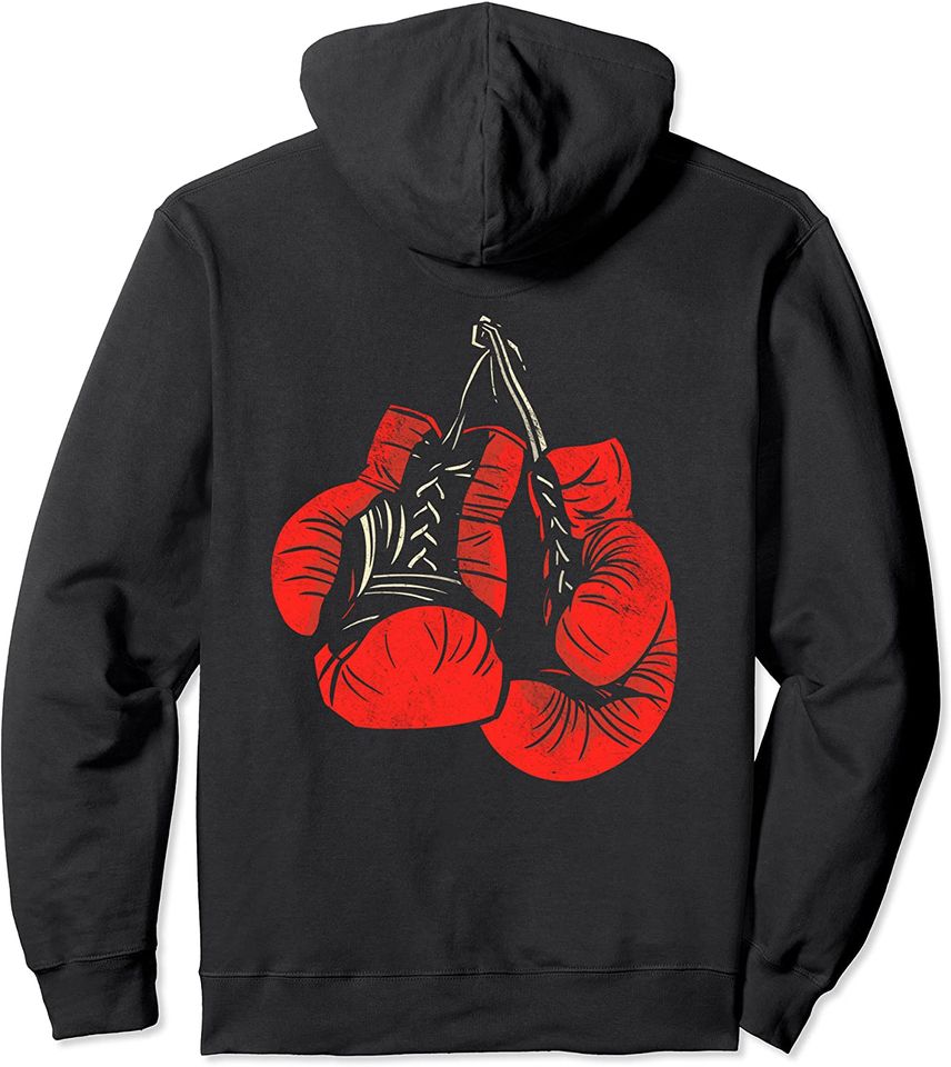 Hanging Red Boxing Gloves Graphic Pullover Hoodie