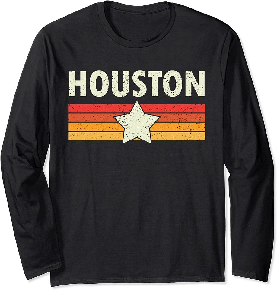 HOUSTON T-Shirt Retro Vintage Shirt Gift Men Women Kids Long Sleeve
