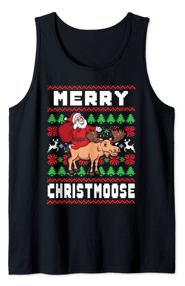 Merry Christmoose Family Christmas Pajamas Moose Tank Top