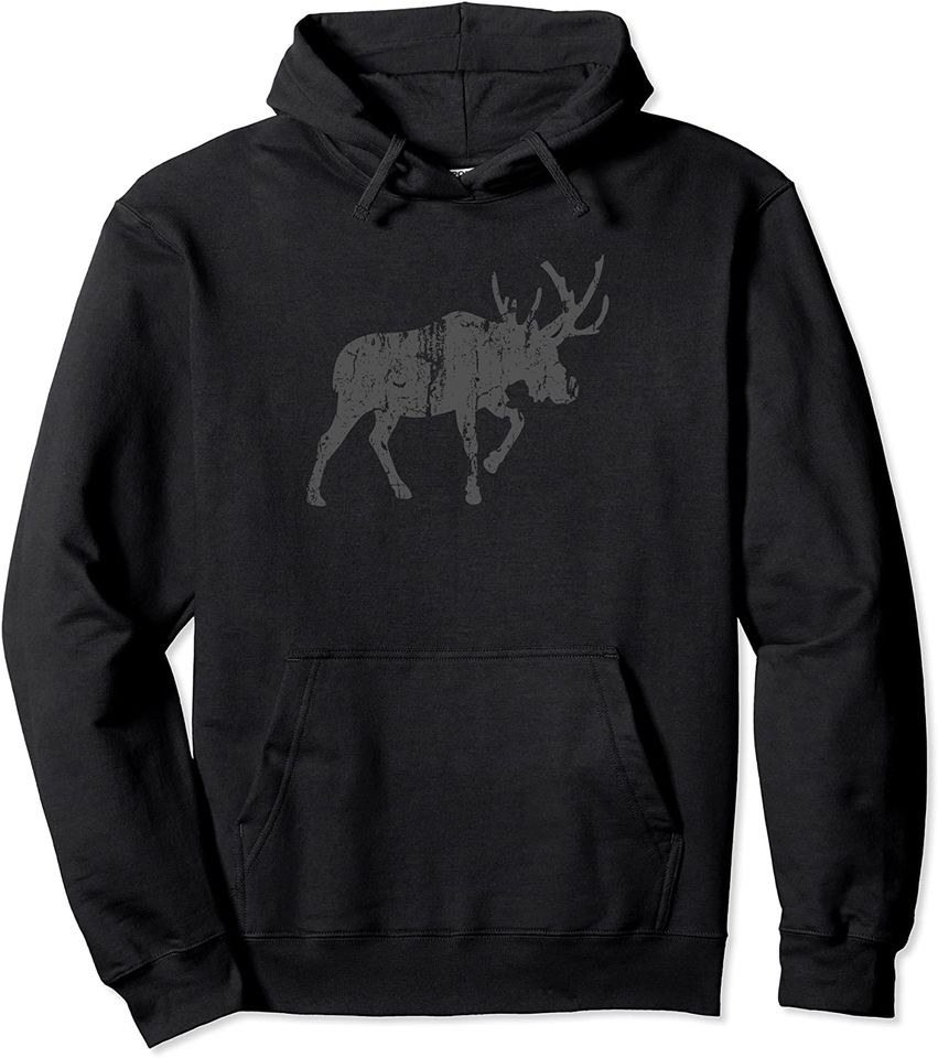 Moose Vintage Design - Moose Print Pullover Hoodie