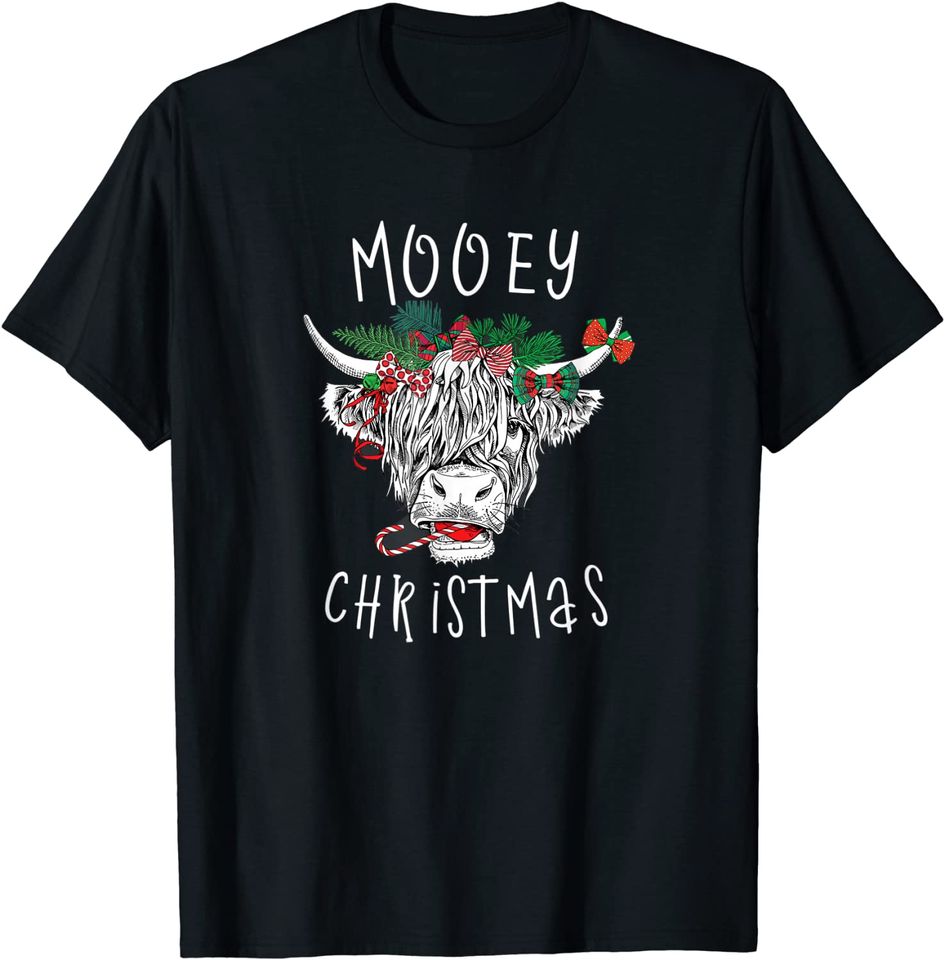 Mooey Christmas Cow Farmer Cowgirl Farm Girl Clothes T-Shirt
