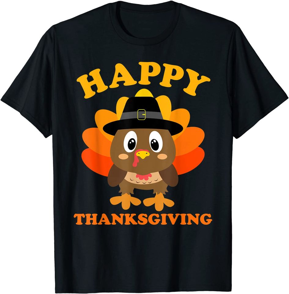 Happy Thanksgiving Shirts for Boys Girls Kids Pilgrim Turkey T-Shirt