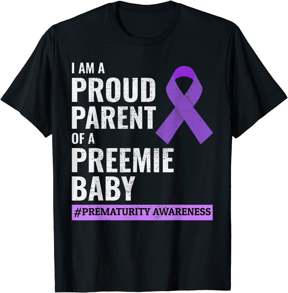 Awareness Dad Mom Purple Ribbon T-Shirt