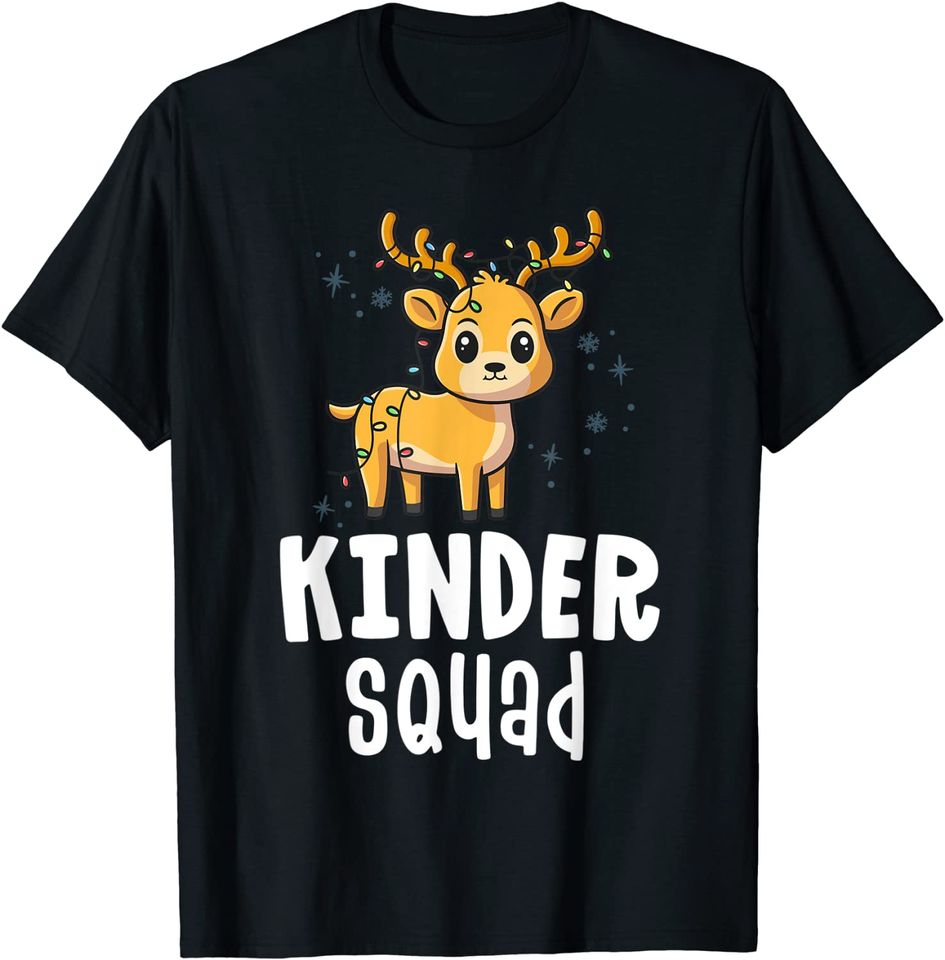 Kinder Squad Reindeer Shirt Christmas Teacher Kindergarten T-Shirt