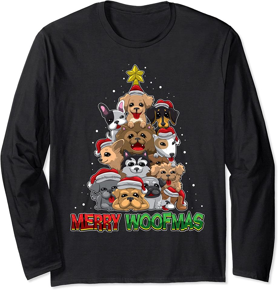 Merry Woofmas Merry Christmas For Dog Lovers Long Sleeve