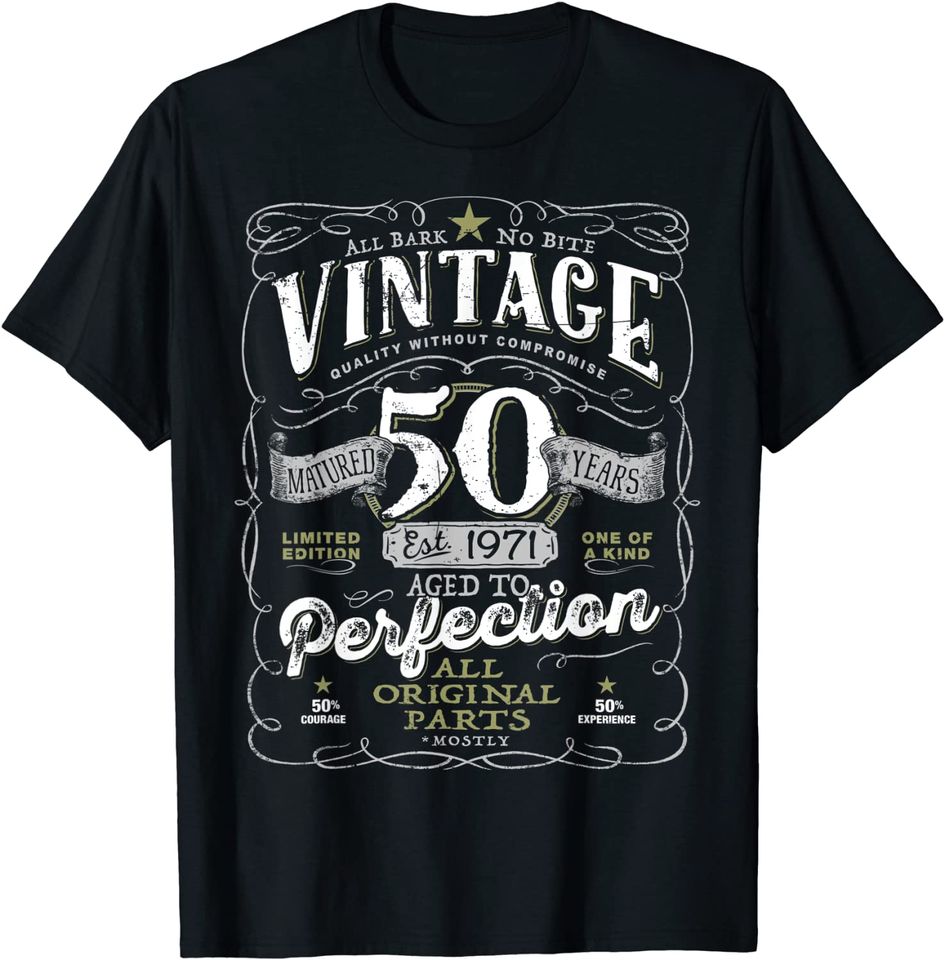 Vintage 50th Birthday Shirt For Him 1971 Aged To Perfection T-Shirt